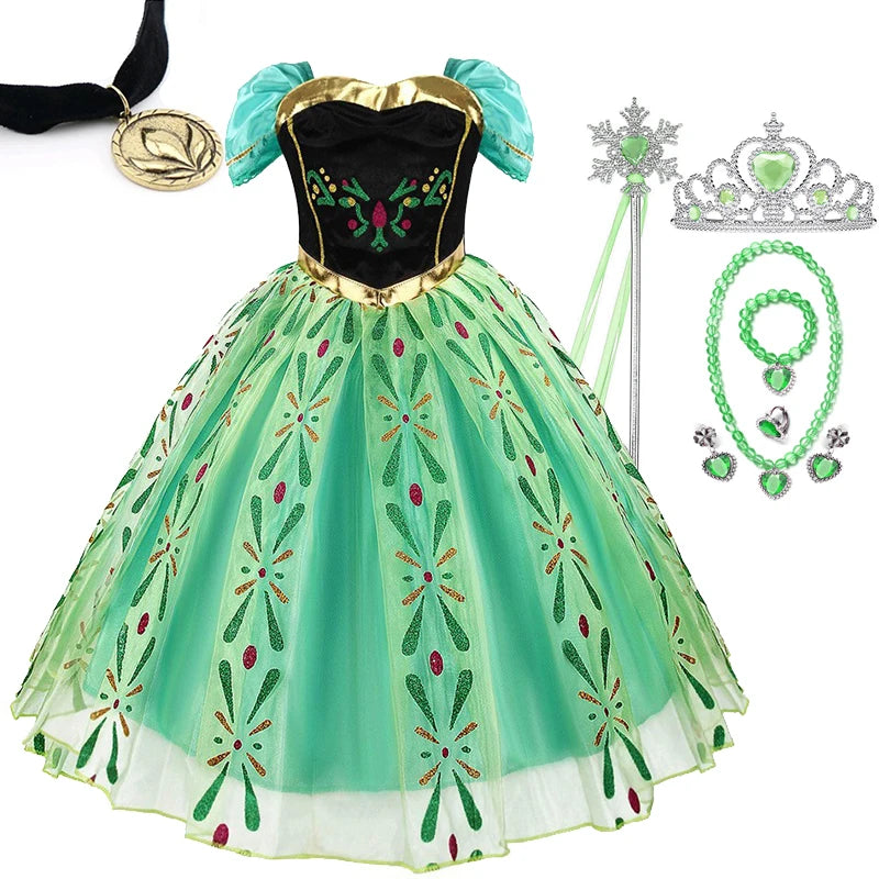 Vestido Princesa Ana Frozen + Acessórios